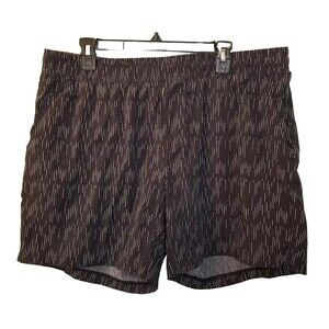 Rhone Mens XXL Shorts Black Gray Striped Elastic Waist Zip Pocket Stretch